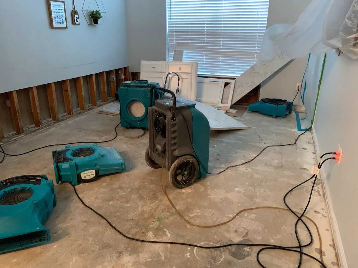 Dehumidifier in flood-cut room for Water Damage Restoration in New Orleans