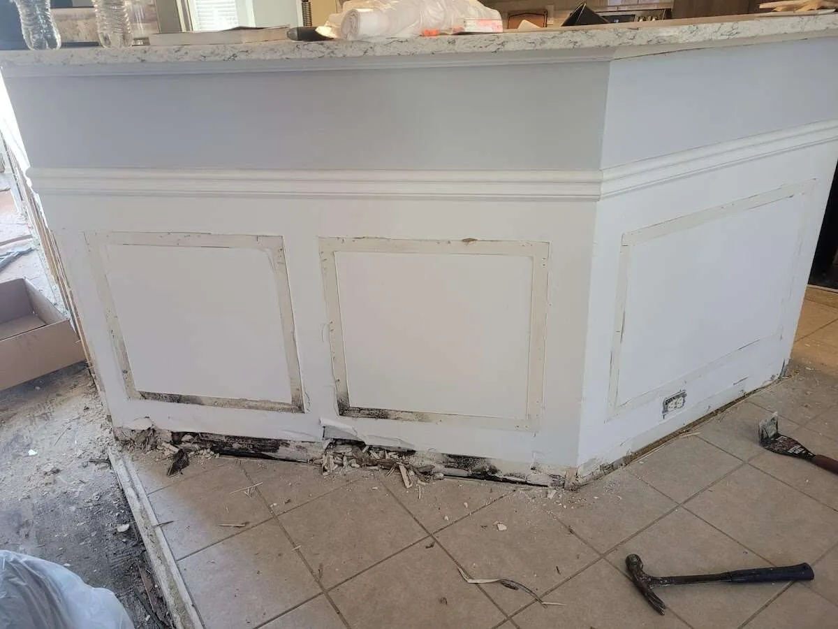 Water damage and mold on kitchen during Burst Pipe Cleanup in New Orleans